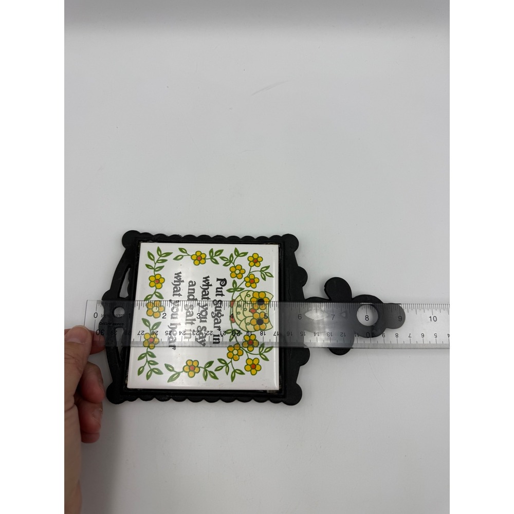 Vintage Kitchen Owl Tile Trivet Sugar in What You Say Cottagecore Grandmacore - Picture 3 of 5